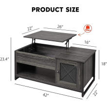 Industrial Lift Top Coffee Table, 3-Tier Cocktail Table